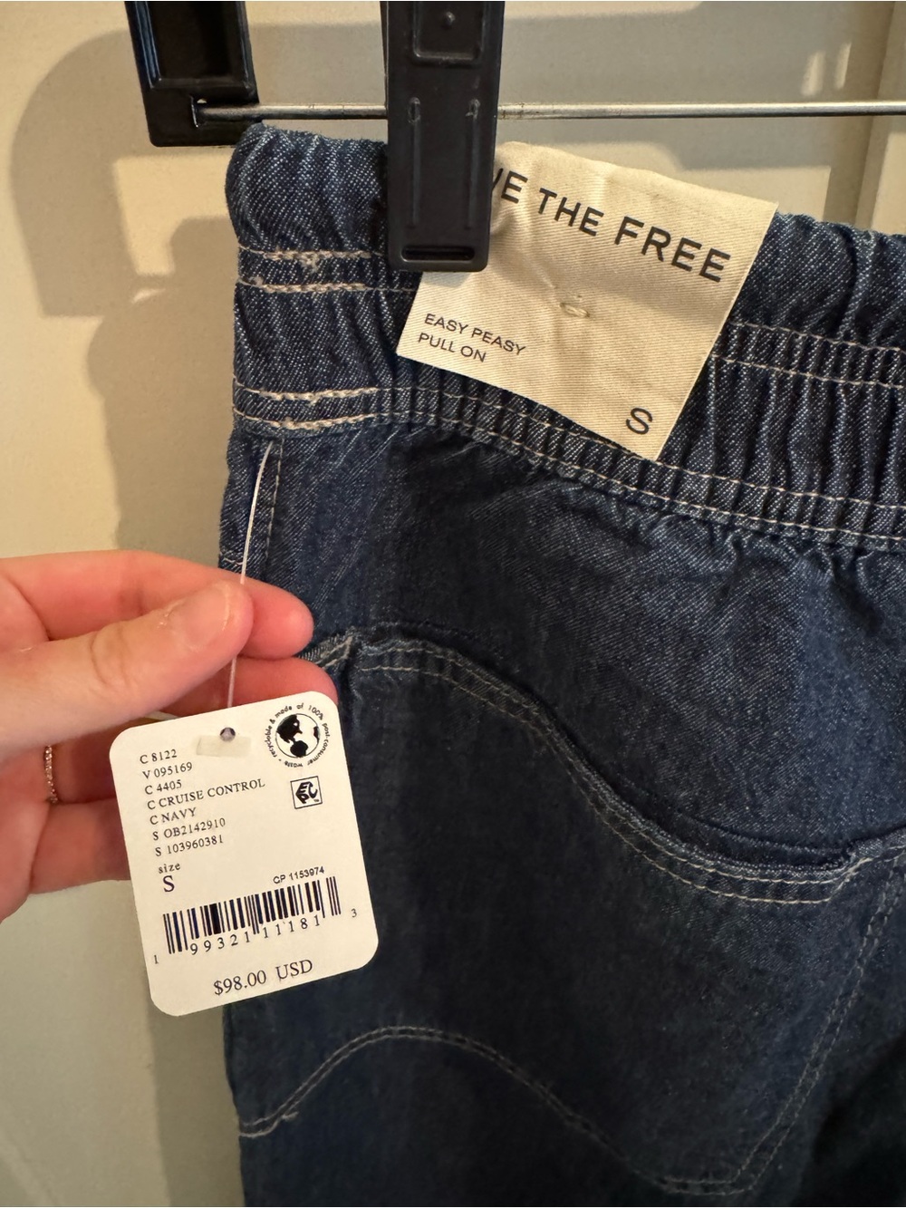 Free People We The Free Easy Peasy Pull on Dark Blue Wide-Leg Denim Jeans - Picture 3 of 4